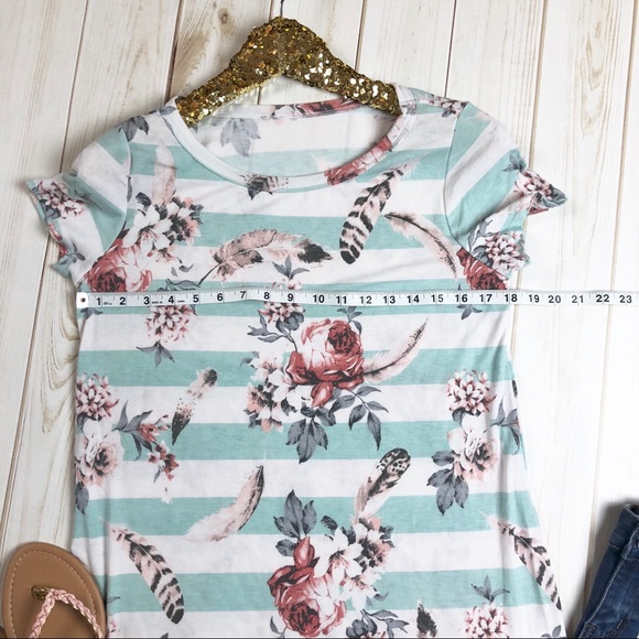 ❗️Last 1! Small Striped Floral Boho Vibes Top - Picture 5 of 6